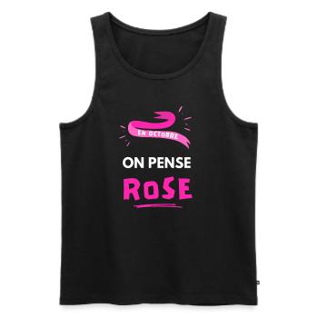 En Octobre On Pense Rose Prévention Cancer du Sein - Débardeur bio Premium Homme - noir - Devant - Michal (187cm)