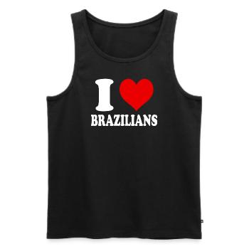 I Love Brazilians Heart Funny Witty - Men's Premium Organic Tank Top - black - Front - Michal (187cm)