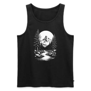 Landscape Nature Mountains Forest Trees Tree River Mountain - Men's Premium Organic Tank Top - black - Front - AI Model Male 178 light (178cm)