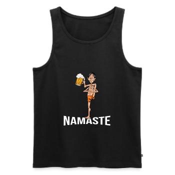 yoga pilates relaxation méditation soirée hommes - Débardeur bio Premium Homme - noir - Devant - AI Model Male 178 light (178cm)
