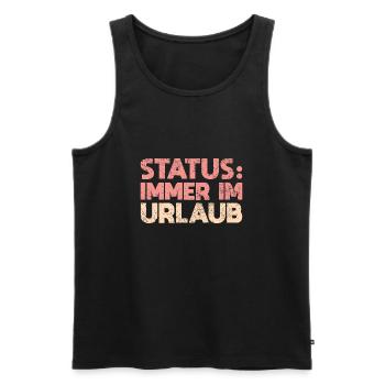 Status: Immer Im Urlaub - Männer Premium Bio Tank Top - Schwarz - Vorne - Michal (187cm)