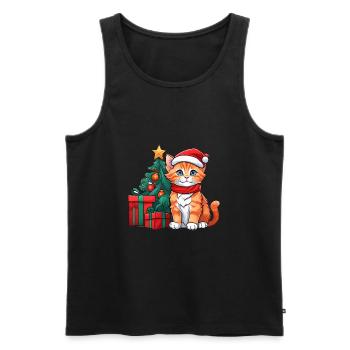 Bébé chat mignon avec chapeau de père Noël - Débardeur bio Premium Homme - noir - Devant - Michal (187cm)