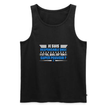Je Suis Responsable QHSE idée cadeau homme shirt - Débardeur bio Premium Homme - noir - Devant - Michal (187cm)