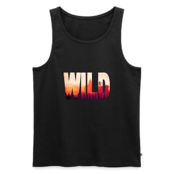 WILD - Men's Premium Organic Tank Top - black - Front - Michal (187cm)