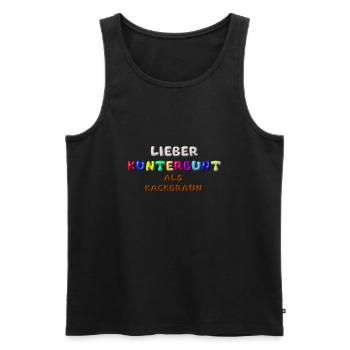 lieber kunterbunt als kackbraun,anti afd,3d - Männer Premium Bio Tank Top - Schwarz - Vorne - AI Model Male 178 light (178cm)