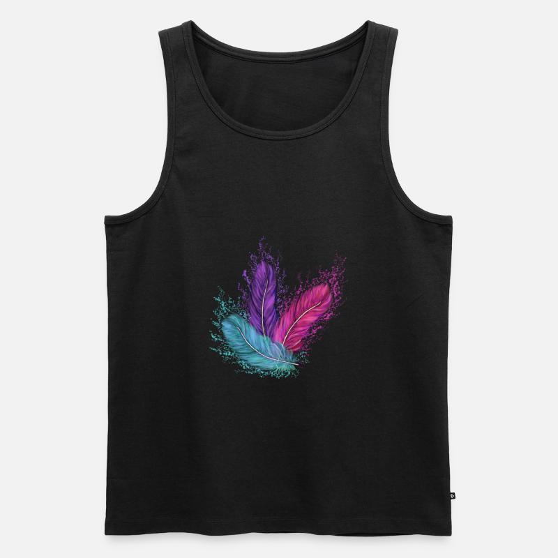 Feder, Vogelfeder, Tatoo, Indianerfeder - Männer Premium Bio Tank Top - Schwarz