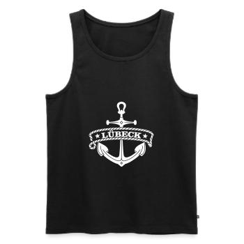 Lübeck im Anker / in an achor (2c) - Men's Premium Organic Tank Top - black - Front - AI Model Male 178 light (178cm)