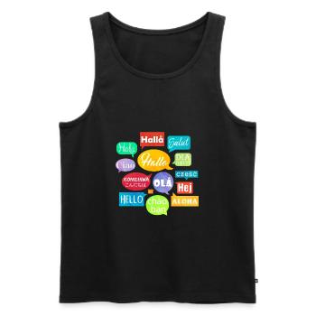 Hello (speech bubbles) - Men's Premium Organic Tank Top - black - Front - AI Model Male 178 light (178cm)
