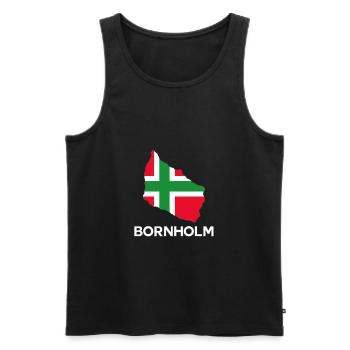 Bornholm Flag Shape - Männer Premium Bio Tank Top - Schwarz - Vorne - AI Model Male 178 light (178cm)