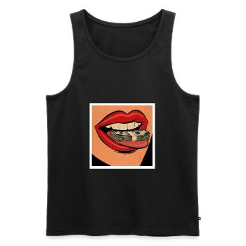 Hustle, Bargeld, Geld verdienen, Frauen, Lippen, Frauen - Männer Premium Bio Tank Top - Schwarz - Vorne - AI Model Male 178 light (178cm)