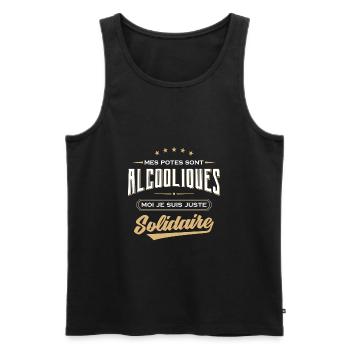 Mes potes sont alcooliques cadeau alcool apero - Débardeur bio Premium Homme - noir - Devant - Michal (187cm)