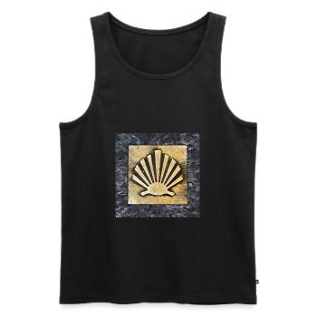 Coquille Saint-Jacques Camino de Santiago - Débardeur bio Premium Homme - noir - Devant - AI Model Male 178 light (178cm)