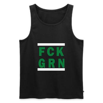 Anti Grünen Kein Bock auf Baerbock FCK GRN T Shirt - Männer Premium Bio Tank Top - Schwarz - Vorne - AI Model Male 178 light (178cm)