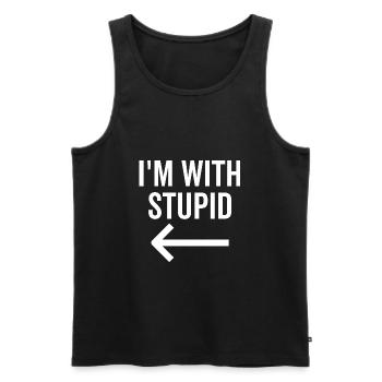 Je suis avec stupide - Débardeur bio Premium Homme - noir - Devant - AI Model Male 178 light (178cm)