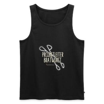 Grill T-Shirt Projektleiter Bratwurst Grillzange - Männer Premium Bio Tank Top - Schwarz - Vorne - Michal (187cm)
