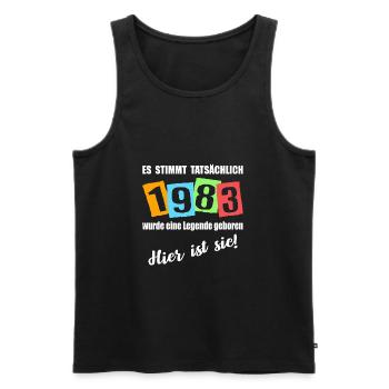 Legende ist 1983 geboren. Geburtstagsspruch - Männer Premium Bio Tank Top - Schwarz - Vorne - Michal (187cm)