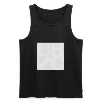 Chic WordPlay original art 2 - Men's Premium Organic Tank Top - black - Front - AI Model Male 178 light (178cm)