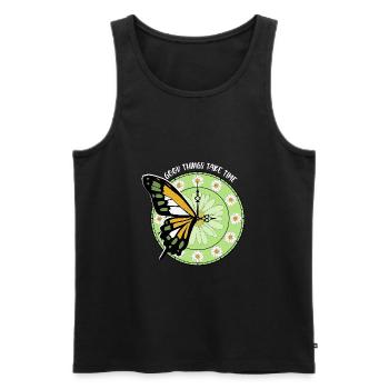 Butterfly Flower Motivational Saying Woman - Men's Premium Organic Tank Top - black - Front - Michal (187cm)