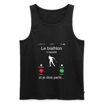 Le Biathlon M'appelle Et Je Dois Partir - Débardeur bio Premium Homme - noir - Devant - Michal (187cm)