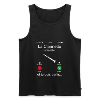 La Clarinette M'appelle Et Je Dois Partir - Débardeur bio Premium Homme - noir - Devant - Michal (187cm)