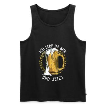 Ich Lebe Im Bier Und Jetzt Bierliebhaber Geschenk - Männer Premium Bio Tank Top - Schwarz - Vorne - Michal (187cm)