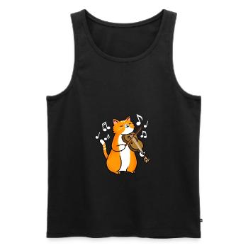 Katze mit Geige Katzenfreund - Männer Premium Bio Tank Top - Schwarz - Vorne - Michal (187cm)