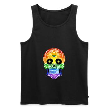 Sugar Skull Gay Pride - Männer Premium Bio Tank Top - Schwarz - Vorne - AI Model Male 178 light (178cm)