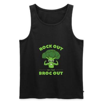 Rock Out avec votre Broc Out Brocoli Fitness - Débardeur bio Premium Homme - noir - Devant - AI Model Male 178 light (178cm)