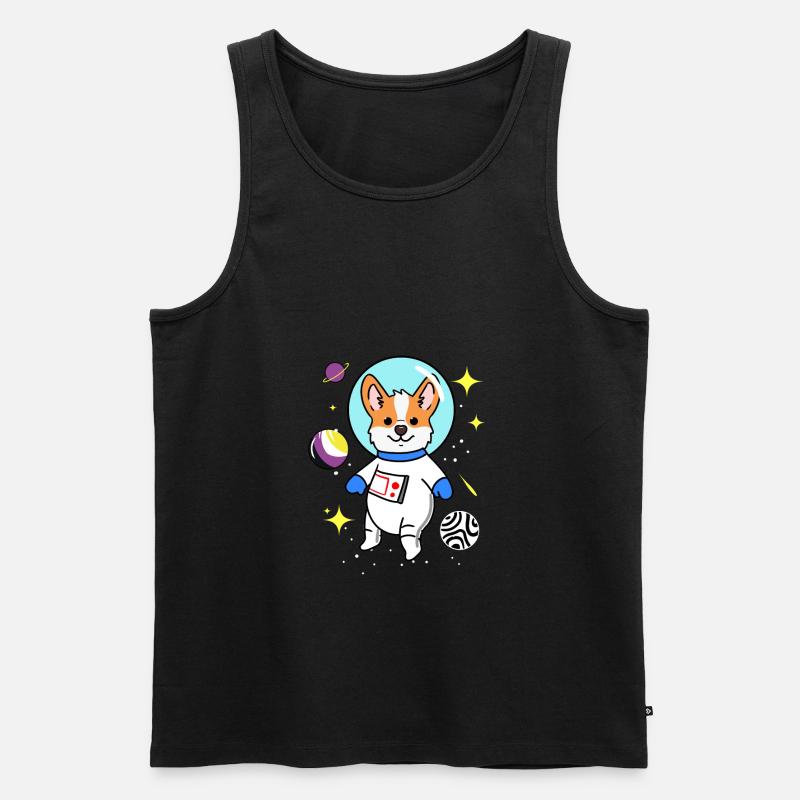 Nonbinary corgi in space Nonbinary Pride - Men's Premium Organic Tank Top - black