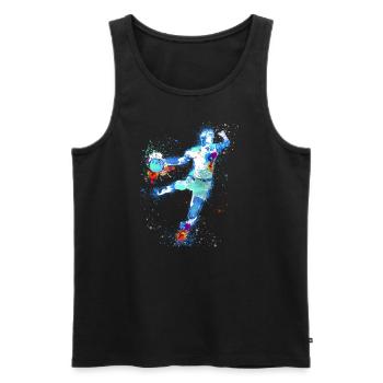Handball, handballer, Beachhandball,Graffiti - Männer Premium Bio Tank Top - Schwarz - Vorne - Michal (187cm)