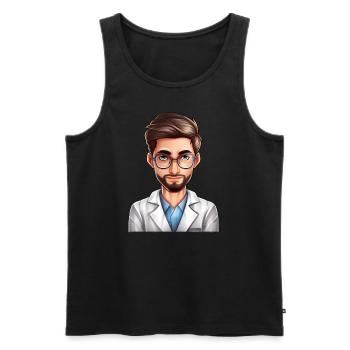 Portrait of a young man in cartoon style - Men's Premium Organic Tank Top - black - Front - AI Model Male 178 light (178cm)