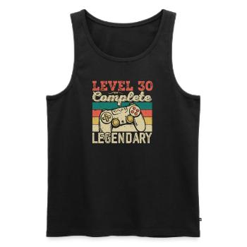 Niveau 30 Complete, Cadeau D'anniversaire 30 Ans - Débardeur bio Premium Homme - noir - Devant - AI Model Male 178 light (178cm)
