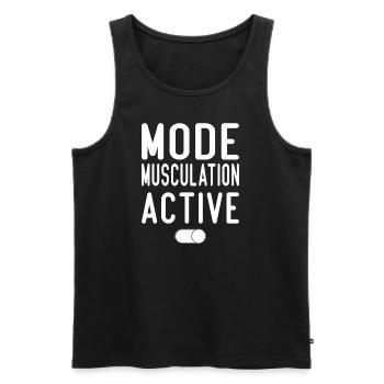 Mode Musculation Activé | Idée Cadeau - Débardeur bio Premium Homme - noir - Devant - AI Model Male 178 light (178cm)