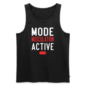 Mode Musculation Activé | Idée Cadeau - Débardeur bio Premium Homme - noir - Devant - AI Model Male 178 light (178cm)