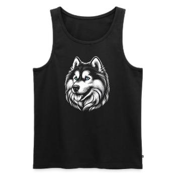 Siberian husky - Débardeur bio Premium Homme - noir - Devant - Michal (187cm)