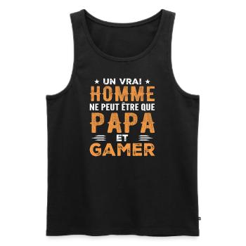 Ein echter Mann ist nur ein Vater und Gamer - Männer Premium Bio Tank Top - Schwarz - Vorne - AI Model Male 178 light (178cm)