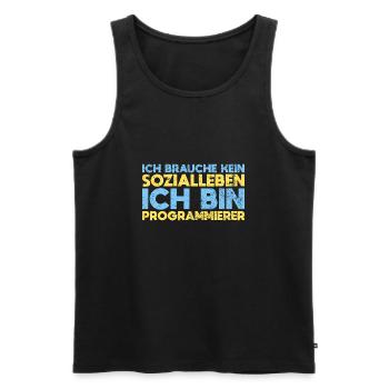 Ich Brauche Kein Sozialleben, Ich Bin... - Männer Premium Bio Tank Top - Schwarz - Vorne - Michal (187cm)