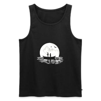 Dad Father and Son Fishing Together Moonlight 8 - Men's Premium Organic Tank Top - black - Front - AI Model Male 178 light (178cm)