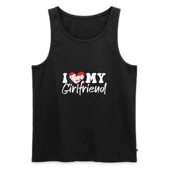 I Love My Girlfriend J'aime Ma Copine St Valentin - Débardeur bio Premium Homme - noir - Devant - AI Model Male 178 light (178cm)