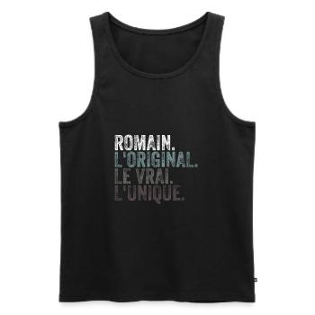 Humour Idée Cadeau Personnalisé Prénom Romain - Débardeur bio Premium Homme - noir - Devant - Michal (187cm)