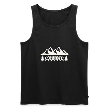explore - Männer Premium Bio Tank Top - Schwarz - Vorne - AI Model Male 178 light (178cm)