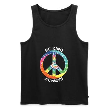 Always be friendly Colorful batik peace symbol - Men's Premium Organic Tank Top - black - Front - AI Model Male 178 light (178cm)
