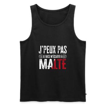 Je peux pas je vais m'éclater à Malte humour Malta - Débardeur bio Premium Homme - noir - Devant - Michal (187cm)