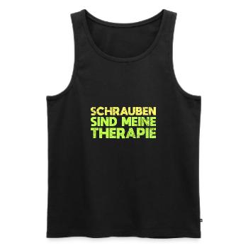 Schrauben Sind Meine Therapie - Männer Premium Bio Tank Top - Schwarz - Vorne - Michal (187cm)