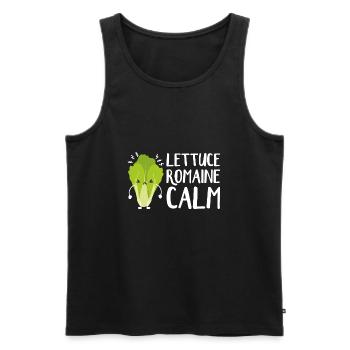 Lettuce Romaine Calm - Men's Premium Organic Tank Top - black - Front - AI Model Male 178 light (178cm)
