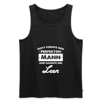 Leon - Männer Premium Bio Tank Top - Schwarz - Vorne - Michal (187cm)