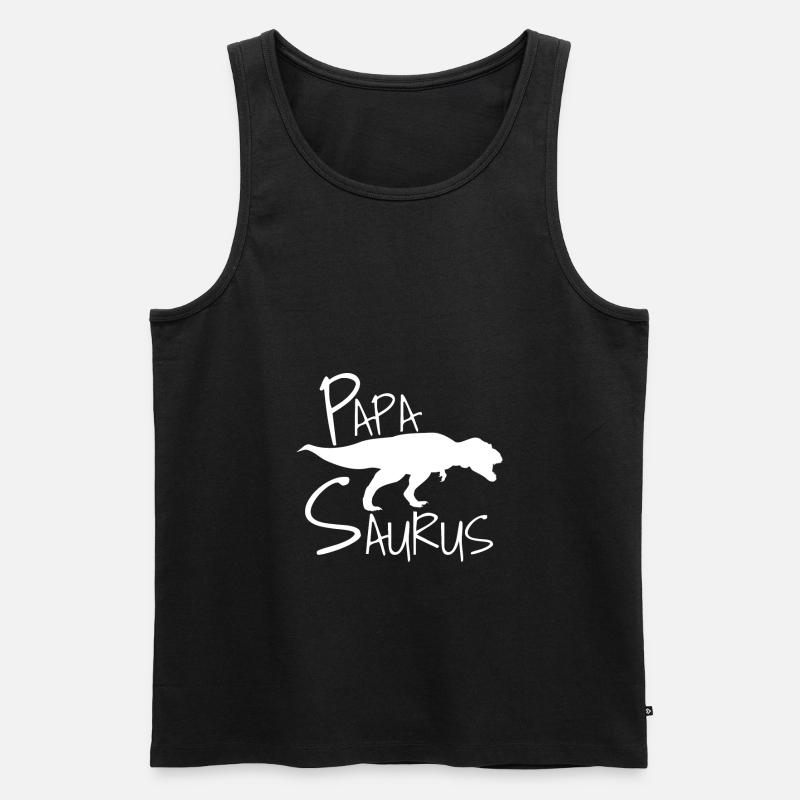 Papa Papasaurus - Männer Premium Bio Tank Top - Schwarz