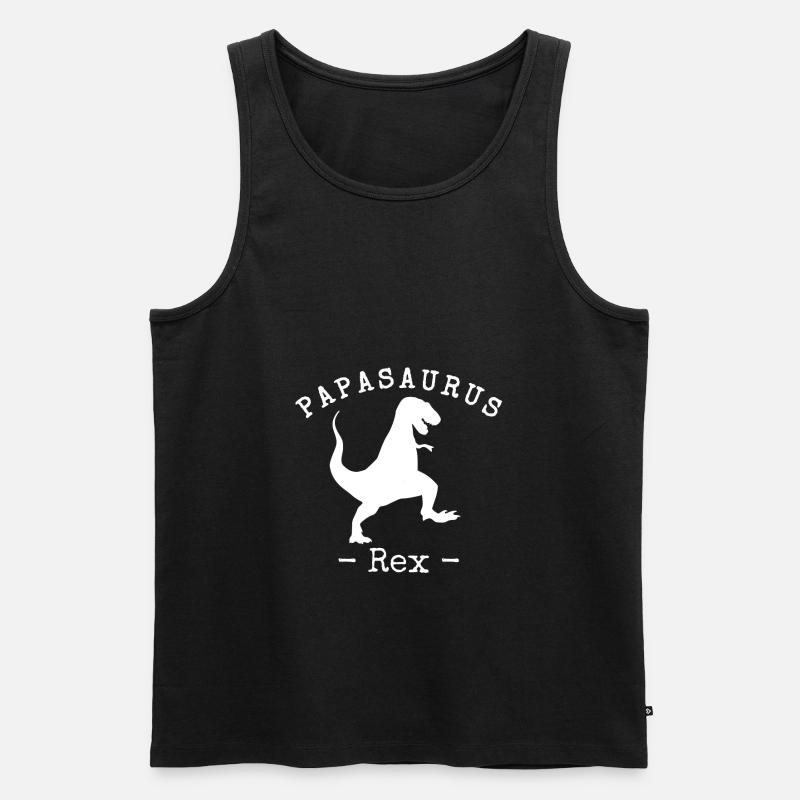 Papa Papasaurus Rex - Männer Premium Bio Tank Top - Schwarz