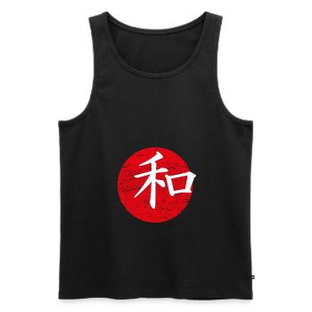 La paix Art japonais - Débardeur bio Premium Homme - noir - Devant - AI Model Male 178 light (178cm)