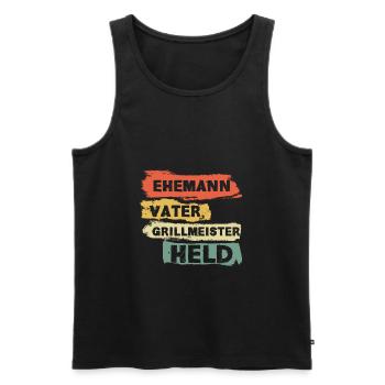Vater Vatertag Papa Ehemann Grillmeister grillen - Männer Premium Bio Tank Top - Schwarz - Vorne - Michal (187cm)